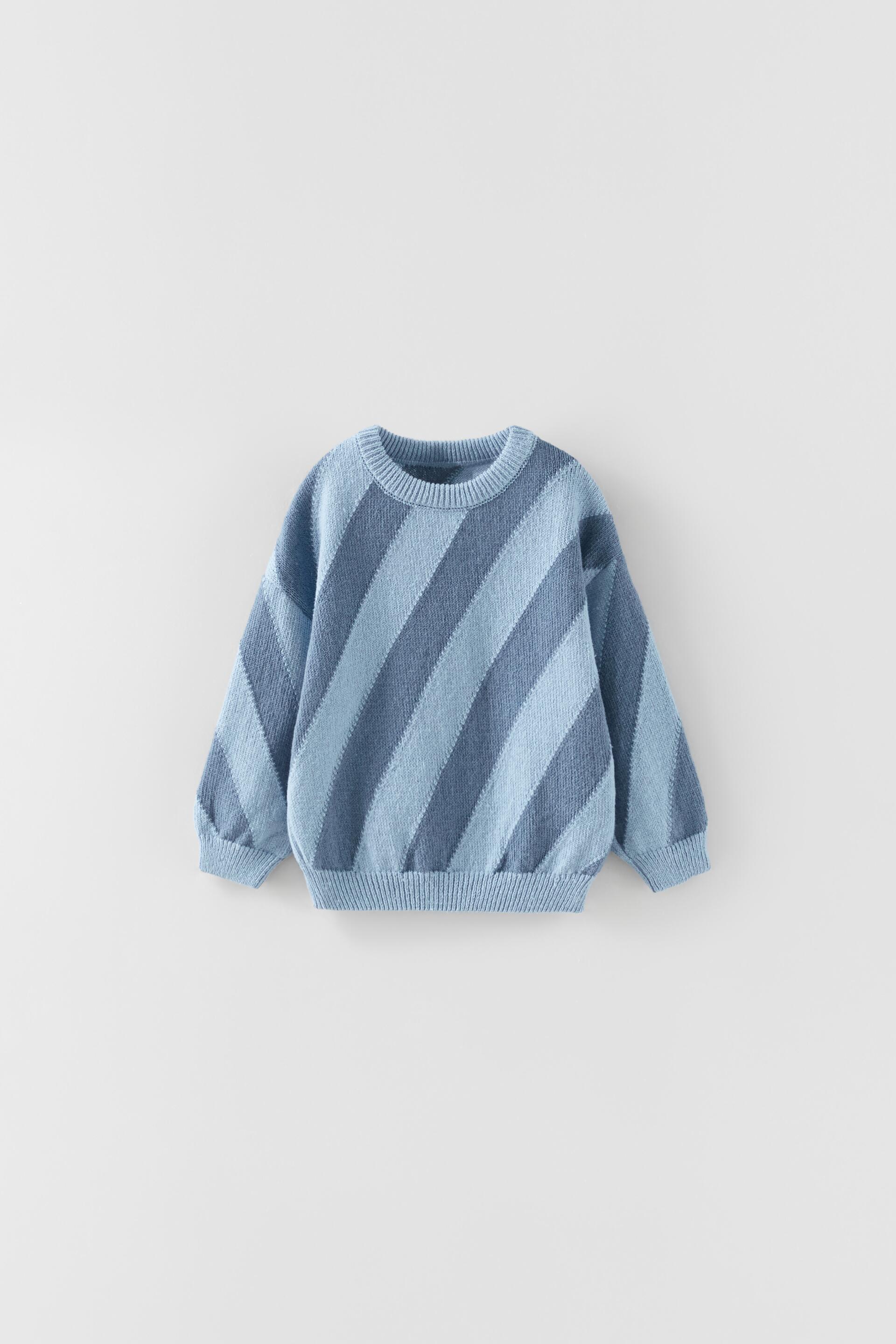 KNIT SWEATER WITH DIAGONAL STRIPES Mid blue ZARA United Kingdom